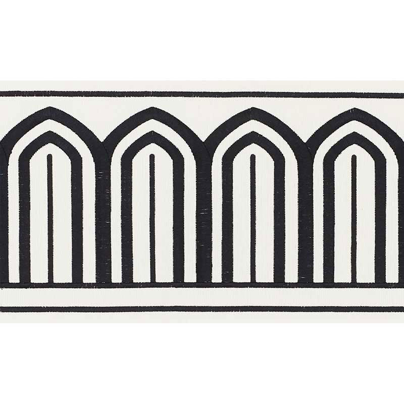 ARCHES EMBROIDERED TAPE WIDE | BLACK ON WHITE
