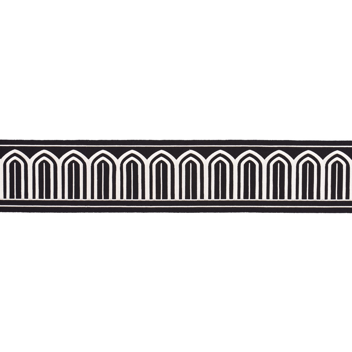 ARCHES EMBROIDERED TAPE WIDE | WHITE ON BLACK