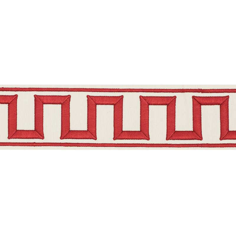 GREEK KEY EMBROIDERED TAPE | RED
