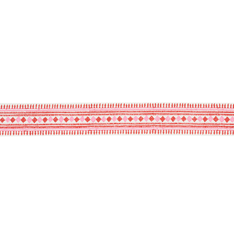 TOULA HAND BLOCKED LINEN TAPE | RED & PINK