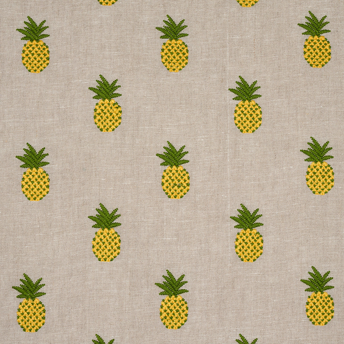 PINEAPPLE EMBROIDERY | GREEN ON NATURAL