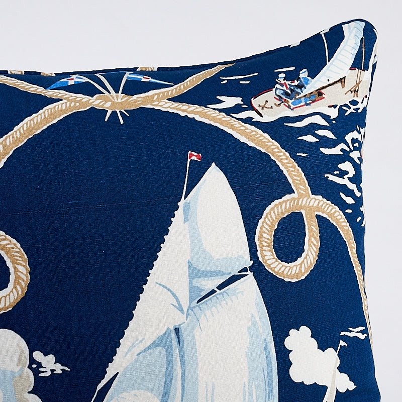 Summer Regatta Linen Pillow | Navy