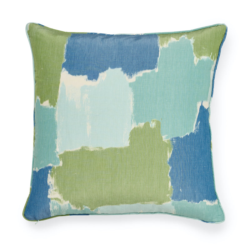 Colorblock Ikat Pillow | Aqua