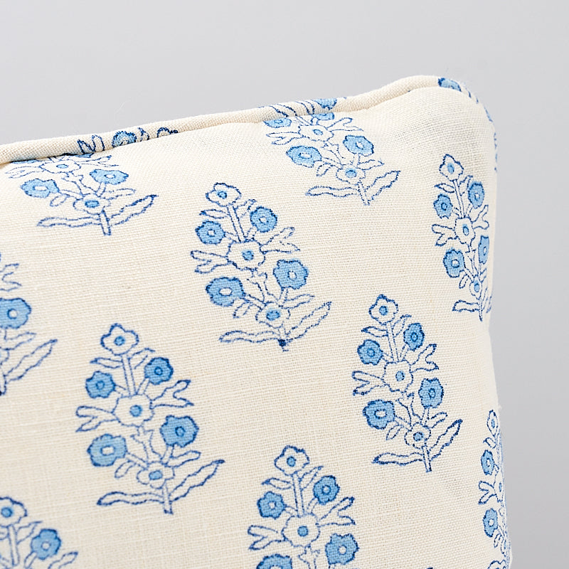 Aditi Hand Blocked Print Pillow | Blue & White