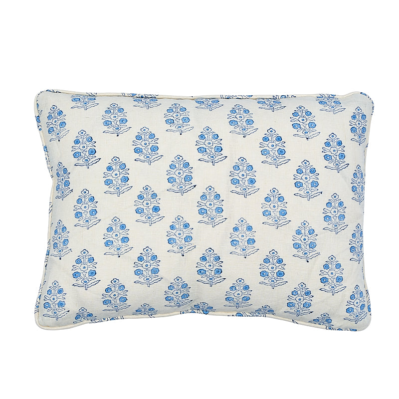 Aditi Hand Blocked Print Pillow | Blue & White