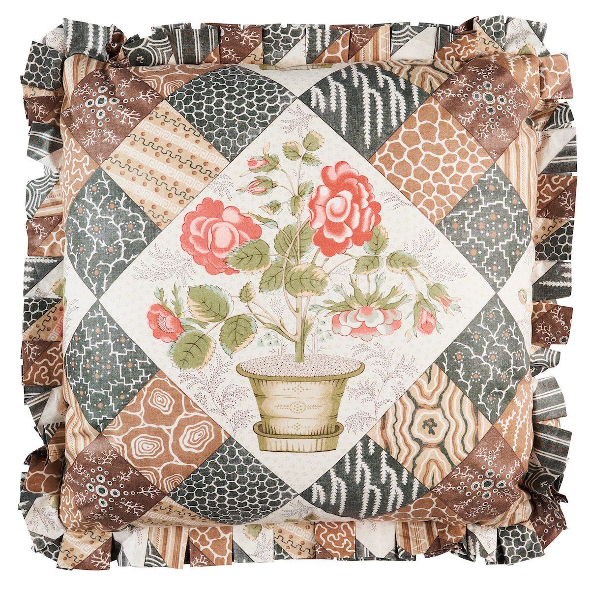 Caldwell Patchwork Chintz Pillow | Rose and Chocolate