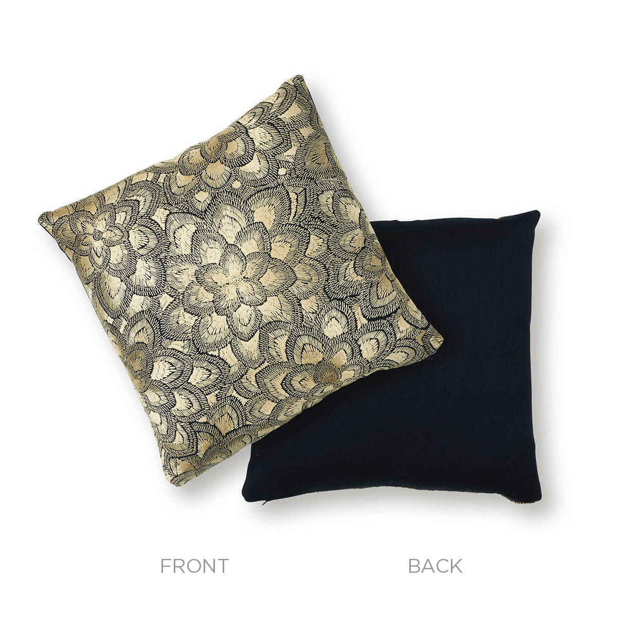 Lotus Embroidery Pillow | Gold
