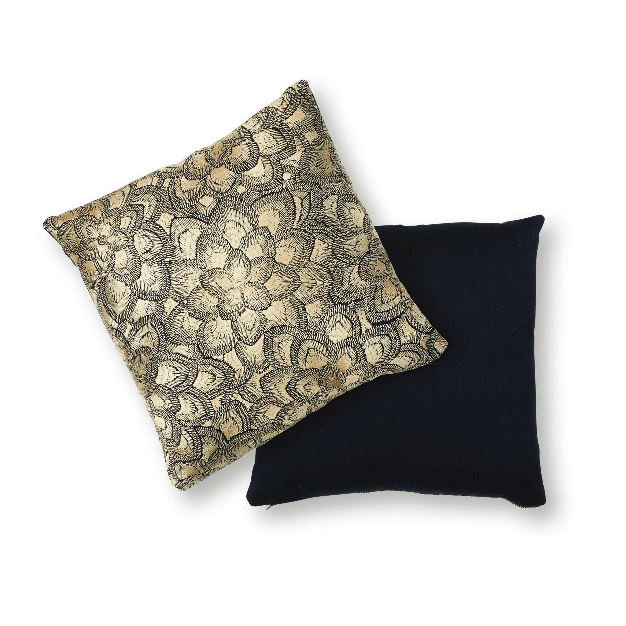 Lotus Embroidery Pillow | Gold