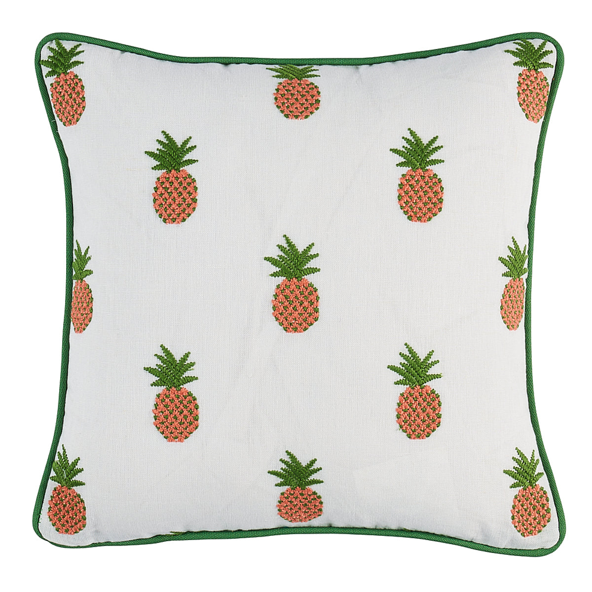Pineapple Embroidery Pillow | Apricot on Ivory