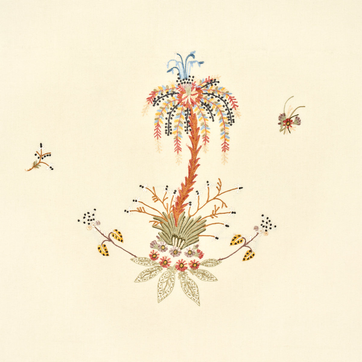 Royal Poinciana Hand Embroidery | MULTI ON CREME