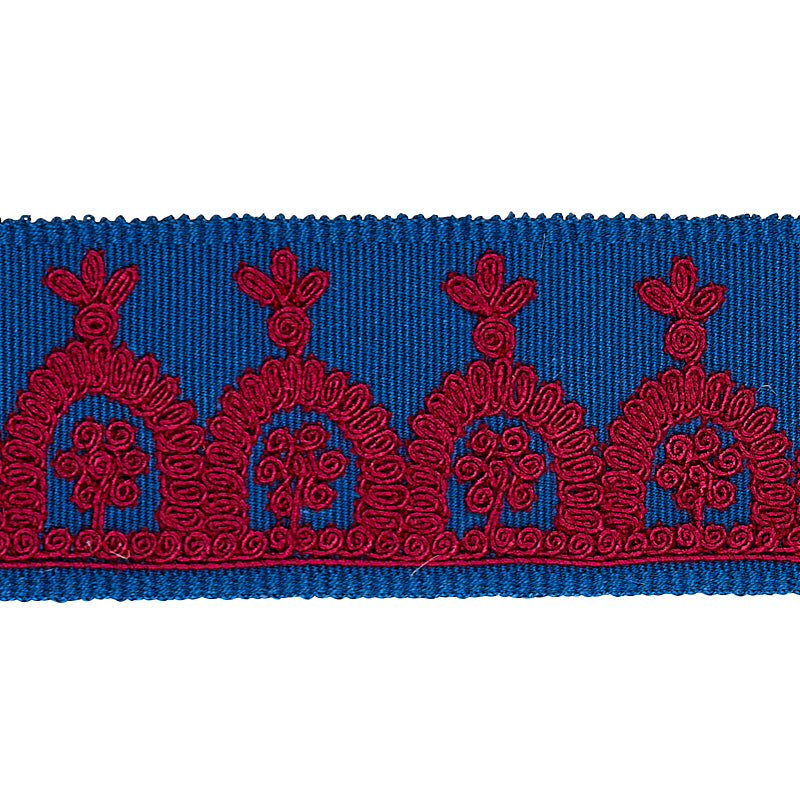 Noelia Embroidered Tape | RED ON BLUE