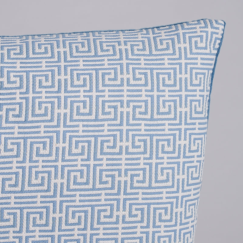 Chinois Fret Pillow | Sky/Ivory
