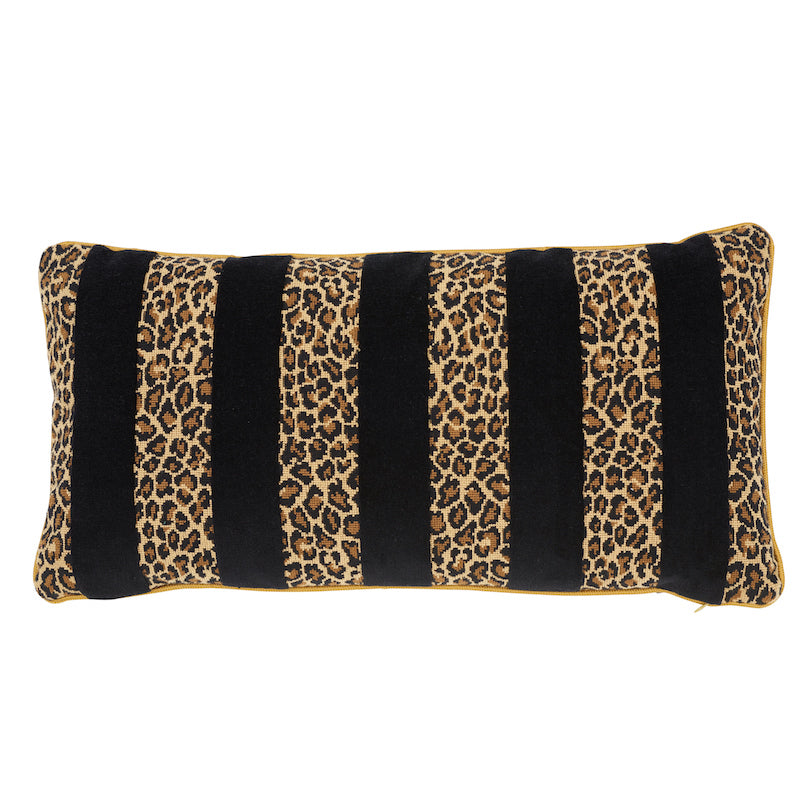 Guepard Stripe Velvet Pillow | Black