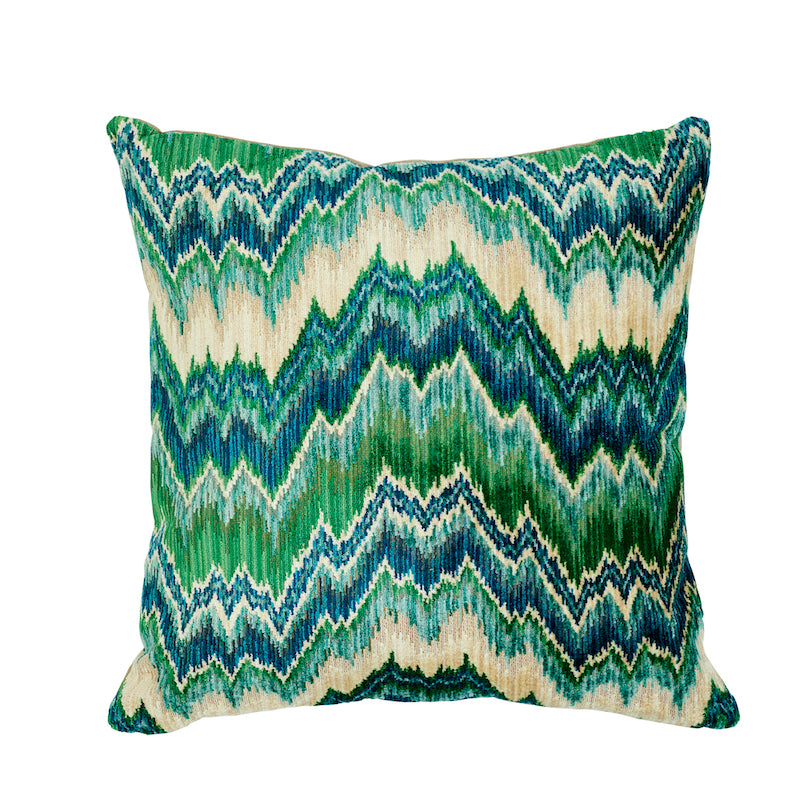 Bezique Flamestitch Pillow | Blue & Green