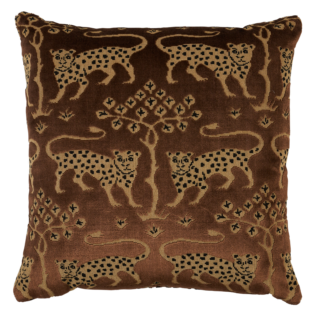 Woodland Leopard Velvet Pillow | Sepia