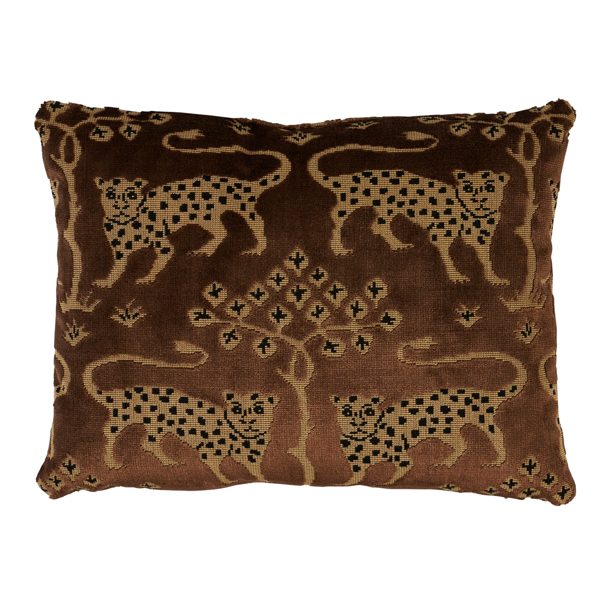 Woodland Leopard Velvet Pillow | Sepia